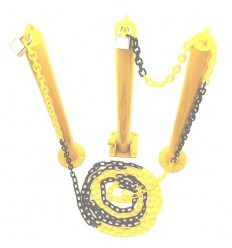 Set mit 2 festen und 1 umklappbaren Parkpfosten & Plastikkette