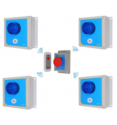 Wireless Lockdown Alarm Siren Control Panel with Adjustable Siren & Blue Flashing LED