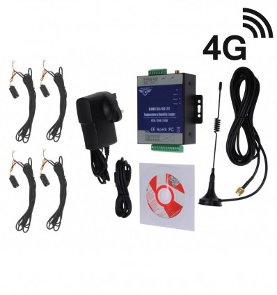 4 channel 3G KP GSM Temperature, Humidity & Power Status Monitor with 4 x 5 metre Probes.