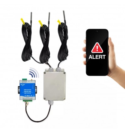 4 channel 3G KP GSM Temperature, Humidity & Power Status Monitor with 4 x 1 metre Probe Extension