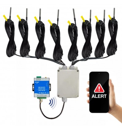 4 channel 3G KP GSM Temperature, Humidity & Power Status Monitor with 4 x 1 metre Probe Extension