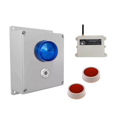 Wireless Lockdown Alarm Siren Control Panel with Adjustable Siren & Blue Flashing LED